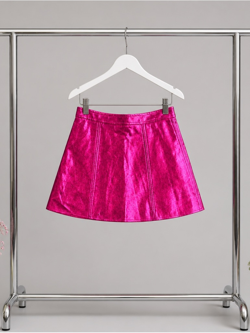 TCEC Metallic Hot Pink Skater Mini Skirt